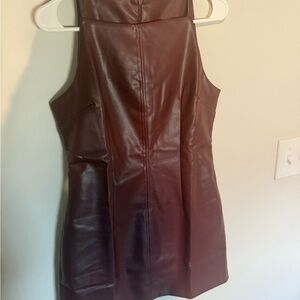 Reddish Brown Faux Leather Dress